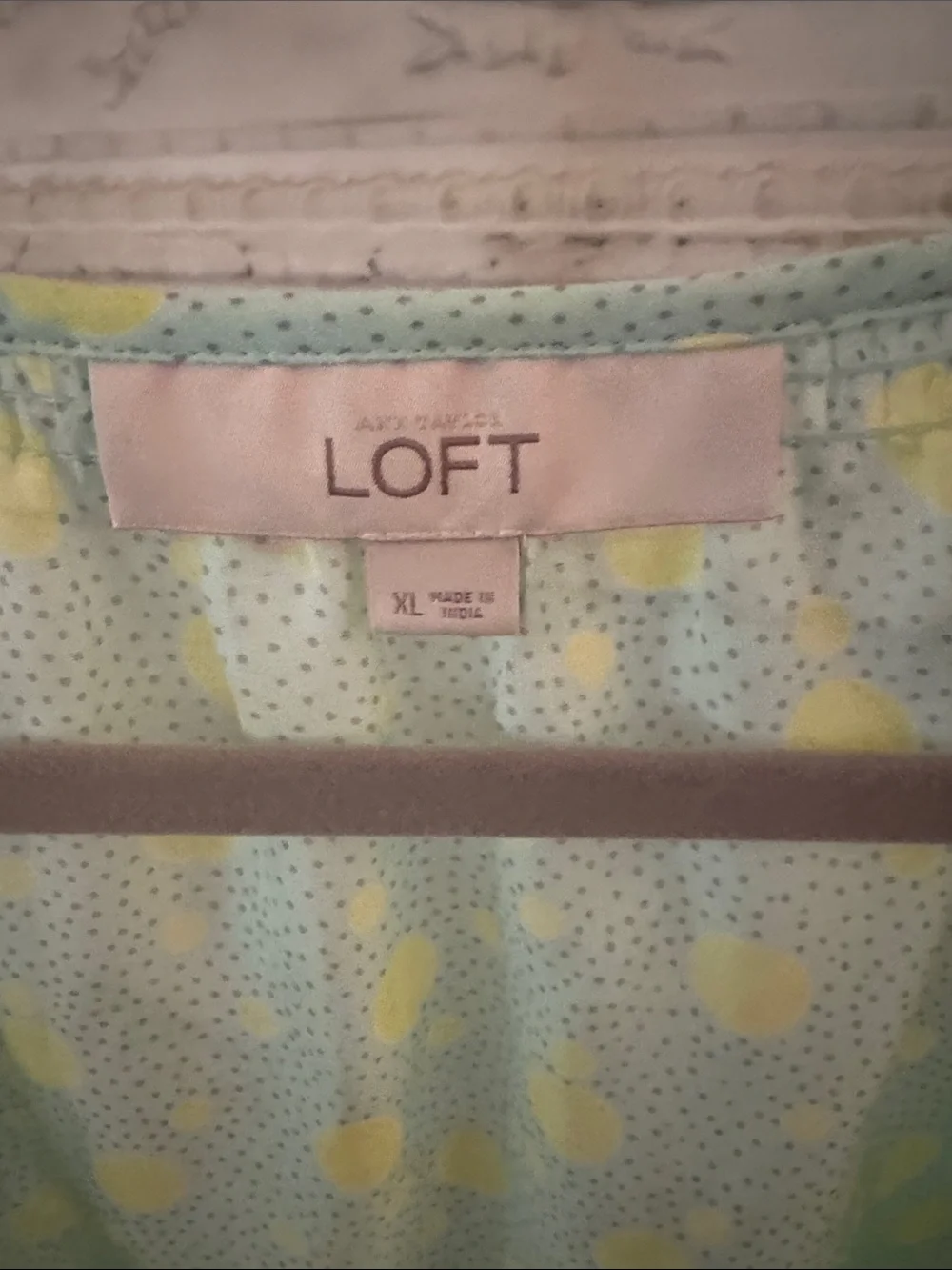 LOFT Mint Green and Yellow Polka Dot Sheer Blouse